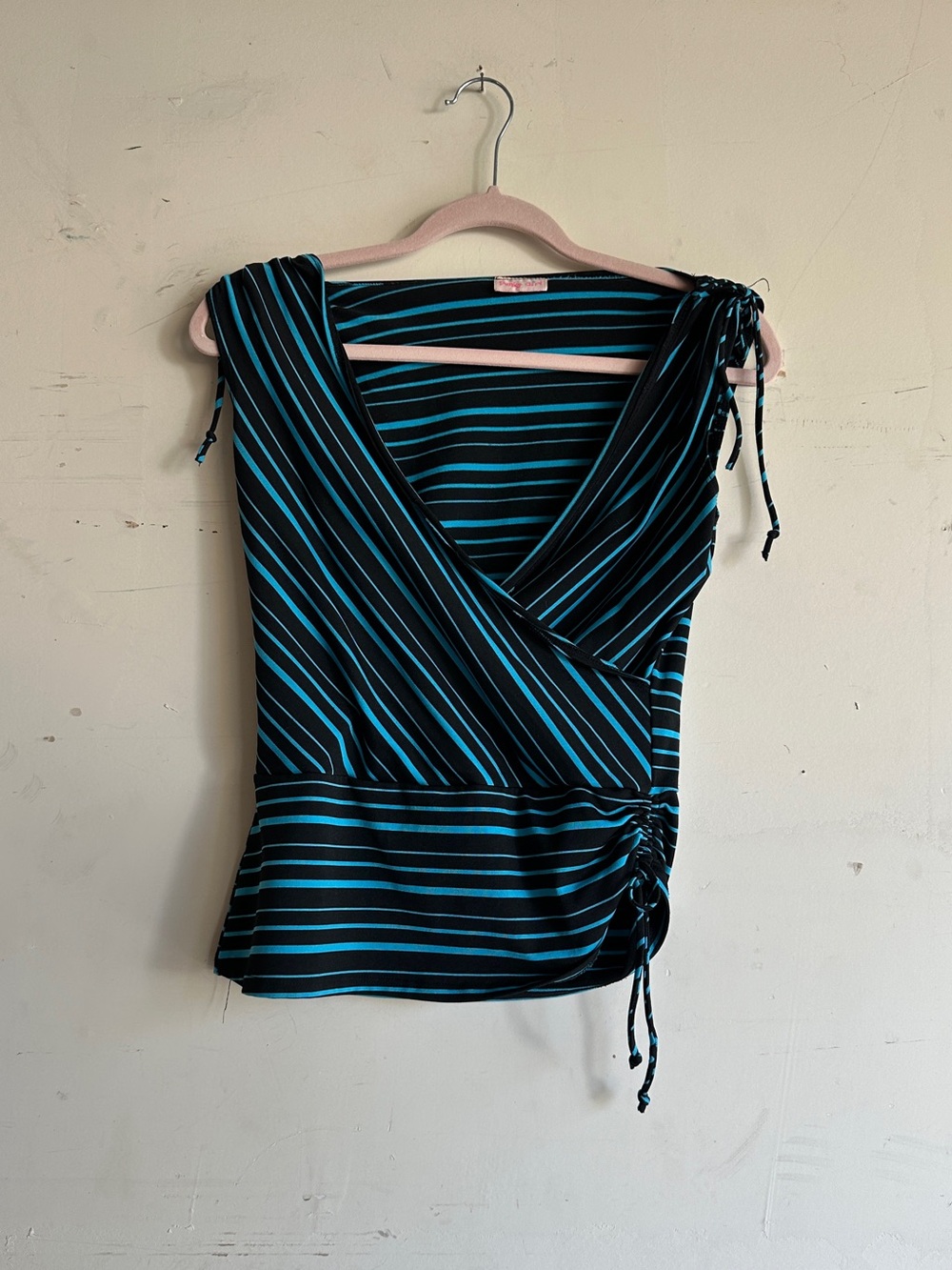Vintage 90s y2k striped asymmetrical ruched top punky girl